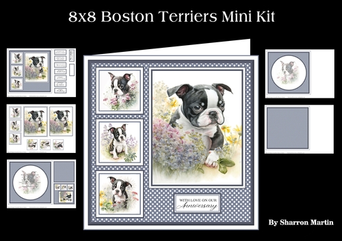 8x8 Boston Terriers Mini Kit - x5 A4 sheets 