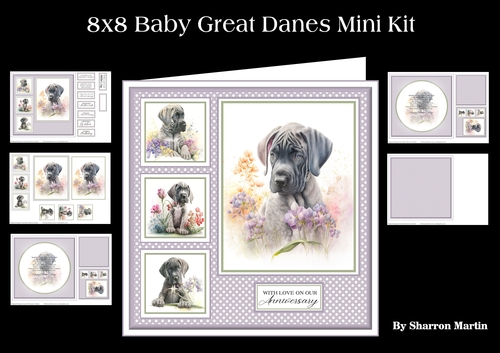 8x8 Baby Great Danes Mini Kit - x5 A4 sheets 