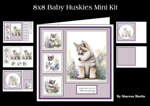 8x8 Baby Huskies Mini Kit - x5 A4 Sheets 