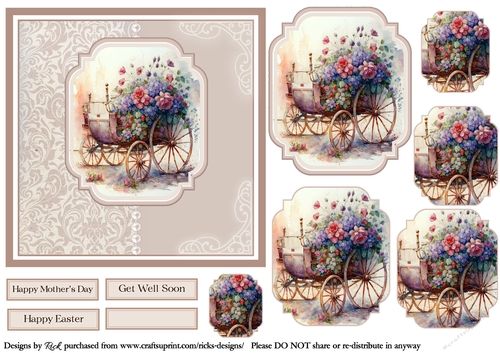 6x6 Carriage of Flowers 1 Card Front, Pyramage Layers & Sentiments 