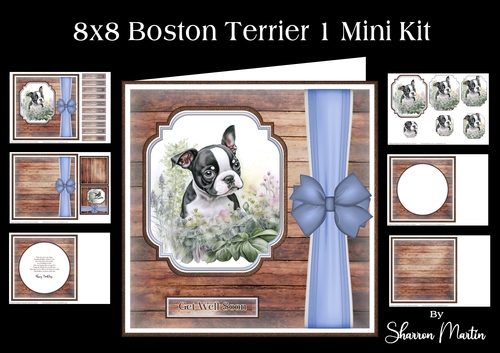 8x8 Boston Terrier 1 Mini Kit - x6 A4 sheets 