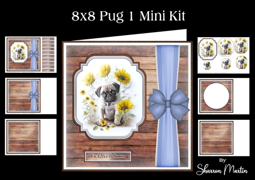 8x8 Pug 1 Mini Kit - x6 A4 Sheets 