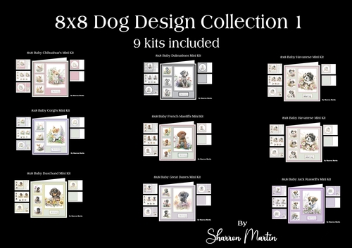 8X8 Dog Collection Mini Kits - x9 Kits with x5 sheets in each design