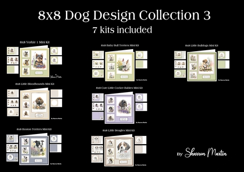 8X8 Dog Collection 3 Mini Kits - x7 Kits with x5 sheets in each design