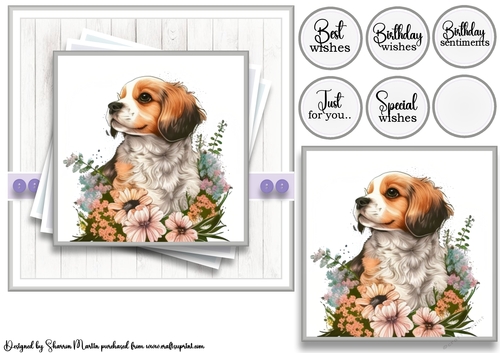 7x7 Dog 2 Card Front with Topper & Sentiments 