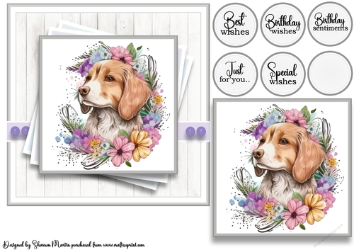7x7 Dog 4 Card Front with Topper & Sentiments 