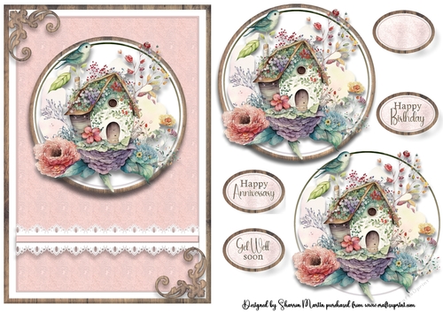 A5 Bird House 1 Card Front, Toppers & Sentiments 