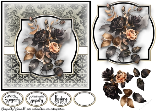 7x7 With Heartfelt Sympathy 2 Card Front, Topper, Decoupage & Sentiments 