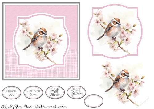 6x6 Sweet Little Robins 1 Card Front, Topper, Decoupage and sentiments
