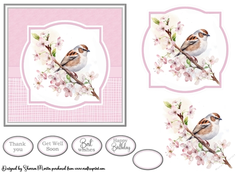 6x6 Sweet Little Robins 2 Card Front, Topper, Decoupage and sentiments