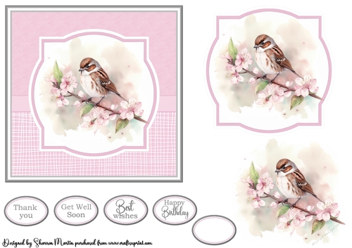 6x6 Sweet Little Robins 3 Card Front, Topper, Decoupage and sentiments