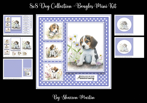 8x8 Beagles Mini Kit - x5 A4 Sheets 