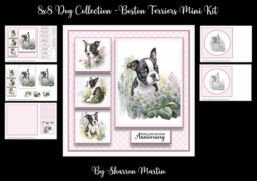 8x8 Boston Terriers Mini Kit - x5 A4 Sheets 
