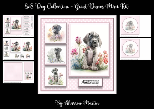 8x8 Great Danes Mini Kit - x5 A4 Sheets 