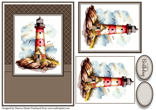 A5 Lighthouse 2 Card Front, Toppers and Sentiments