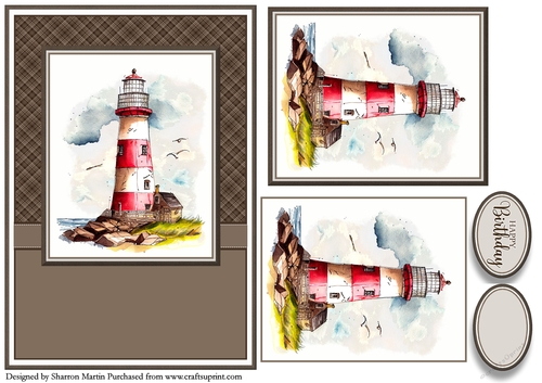 A5 Lighthouse 3 Card Front, Toppers and Sentiments