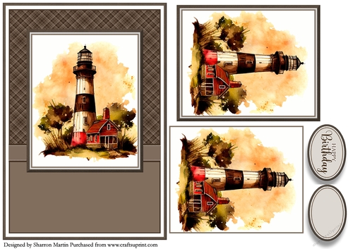 A5 Lighthouse 4 Card Front, Toppers and Sentiments