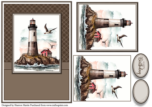 A5 Lighthouse 5 Card Front, Toppers and Sentiments