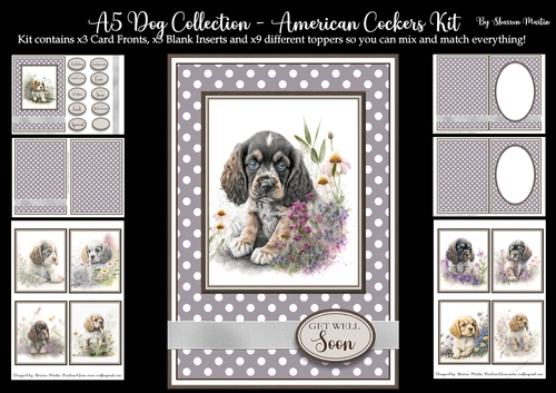 A5 American Cockers Kit - x6 A4 Sheets Can make at least 9 different cards
