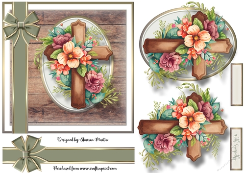 7x7 Sympathy Cross Card Front, Topper, Decoupage and Sentiments 