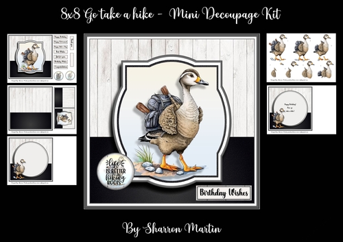 8x8 Go take a hike Mini Decoupage Kit - x5 A4 sheets 