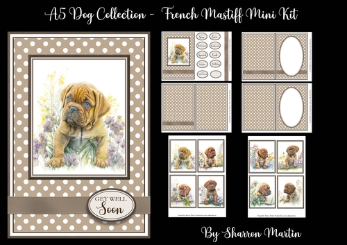 A5 French Mastiff Mini Kit - x6 A4 sheets 