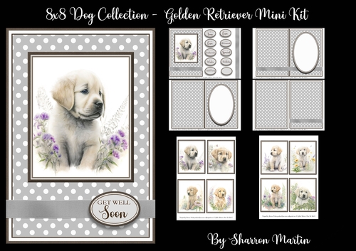 A5 Golden Retriever Dog Collection Mini Kit - x6 A4 sheets