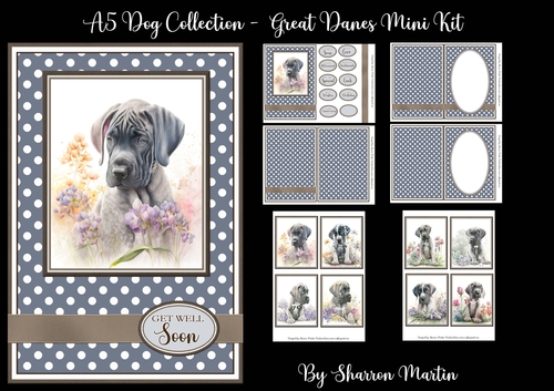 A5 Great Danes Dog Collection Mini Kit - x6 A4 sheets
