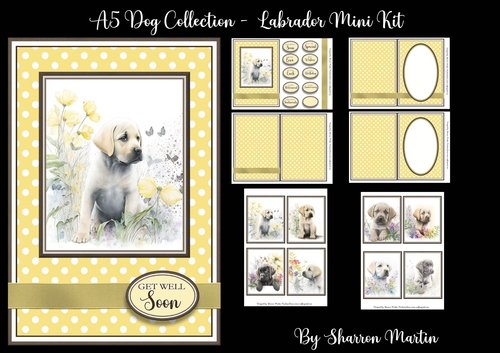 A5 Labrador Dog Collection Mini Kit - x6 A4 Sheets 