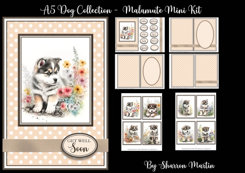 A5 Malamute Dog Collection Mini Kit - x6 A4 Sheets 