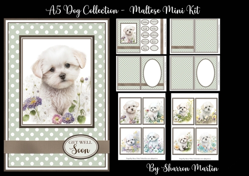 A5 Maltese Dog Collection Mini Kit - x6 A4 Sheets 