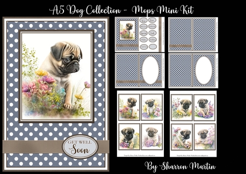 A5 Mops Dog Collection Mini Kit - x6 A4 Sheets 