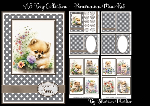 A5 Pomeranian Dog Collection Mini Kit - x6 A4 Sheets 
