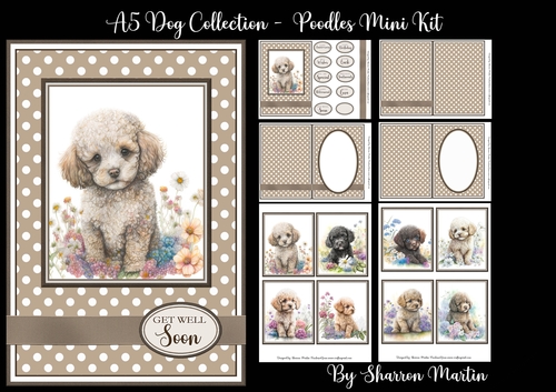 A5 Poodles Dog Collection Mini Kit - x6 A4 Sheets 