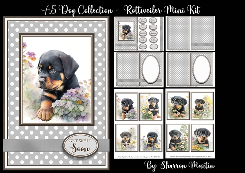 A5 Rottweiler Dog Collection Mini Kit - x6 A4 Sheets 