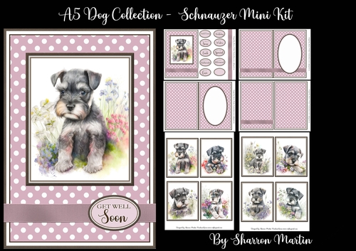 A5 Schnauzer Dog Collection Mini Kit - x6 A4 Sheets 