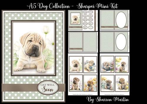 A5 Sharpei Dog Collection Mini Kit - x6 A4 Sheets 