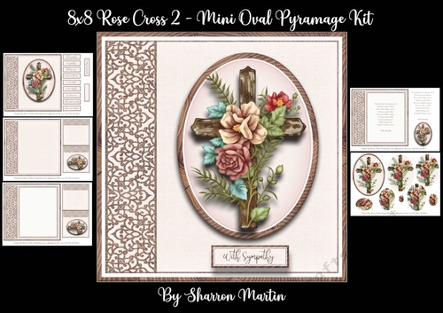 8X8 Rose Cross 2 Mini Oval Pyramage Kit - x5 A4 Sheets