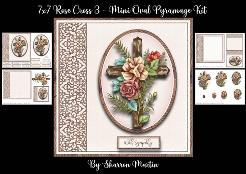 7x7 Rose Cross 2 Mini Oval Pyramage Kit - x4 A4 Sheets