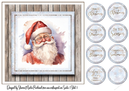 8x8 Santa 1 Card Front and Sentiments 