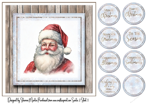 8x8 Santa 2 Card Front and Sentiments 