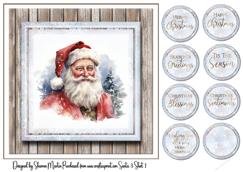 8x8 Santa 3 Card Front and Sentiments 