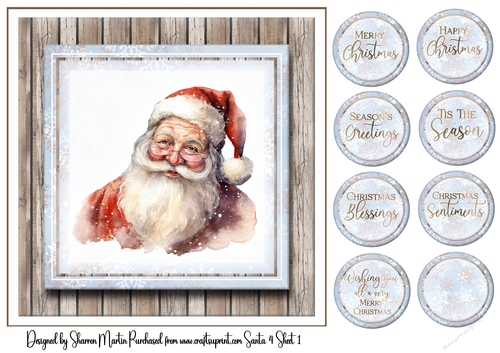 8x8 Santa 4 Card Front and Sentiments 