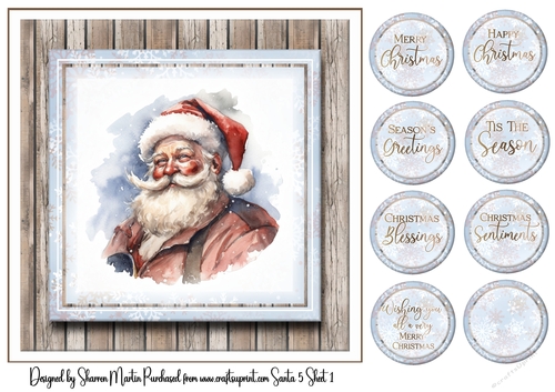 8x8 Santa 5 Card Front and Sentiments 