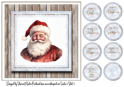 8x8 Santa 6 Card Front and Sentiments 