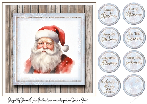 8x8 Santa 7 Card Front and Sentiments 