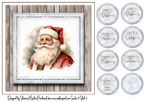 8x8 Santa 8 Card Front and Sentiments 