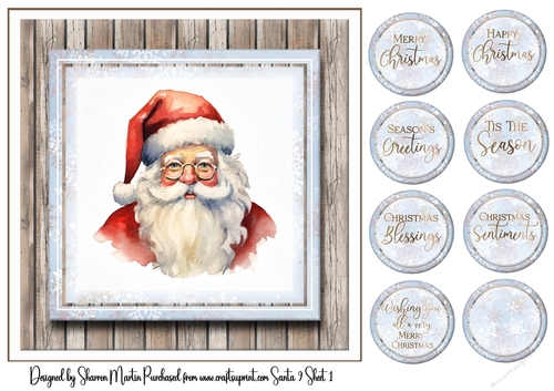 8x8 Santa 9 Card Front and Sentiments 