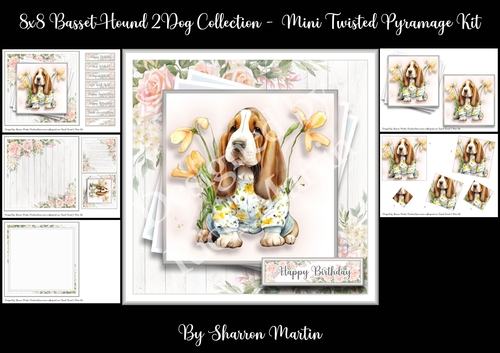 8x8 Basset Hound 2 Mini Twisted Pyramage Kit - x5 A4 Sheets
