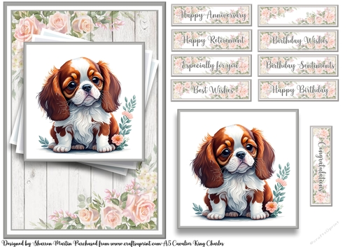 A5 Cavalier King Charles Card Front 5, Topper and Sentiments 
